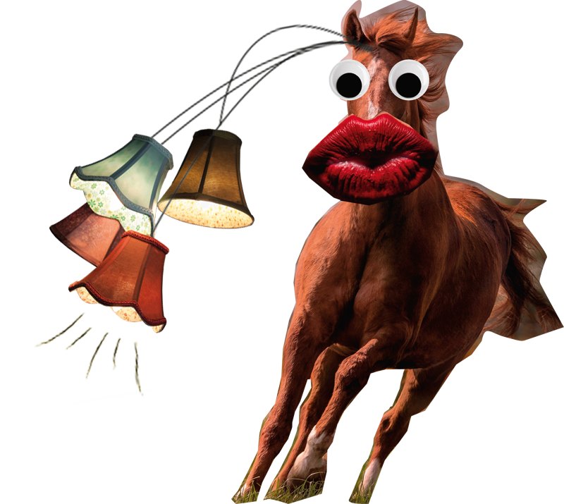 Ein Pferd mit Lampen